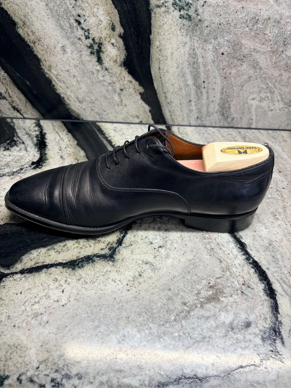 Santoni Black Cap Toe Oxford Dress Shoes Men’s UK 9.5 D US 10.5 Made in Italy